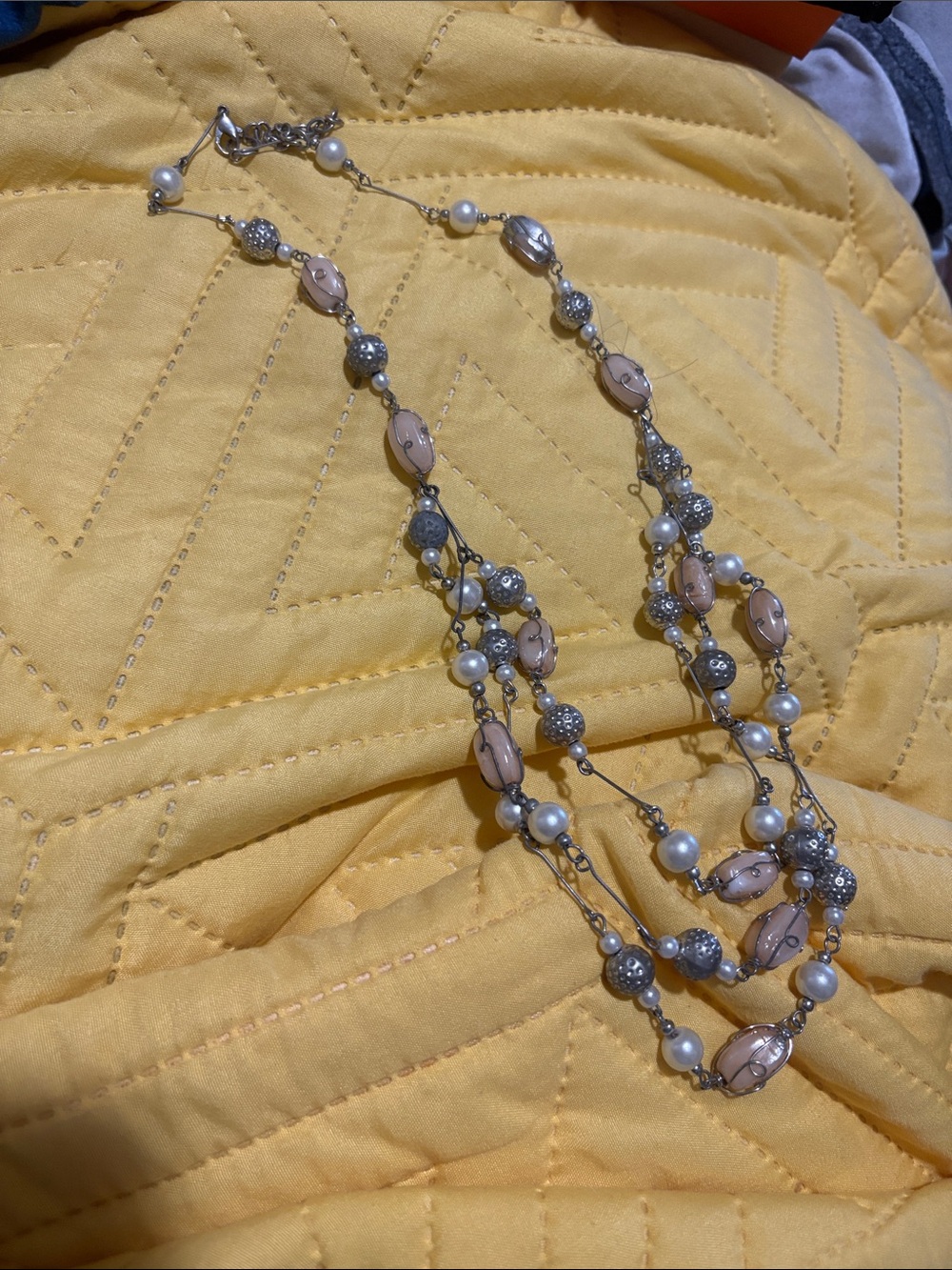 Multi-Strand Pink and Silver Beaded Necklace - Women Jewelry
